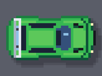 The garage's FWD Touring Car 10.5T from above, in green.